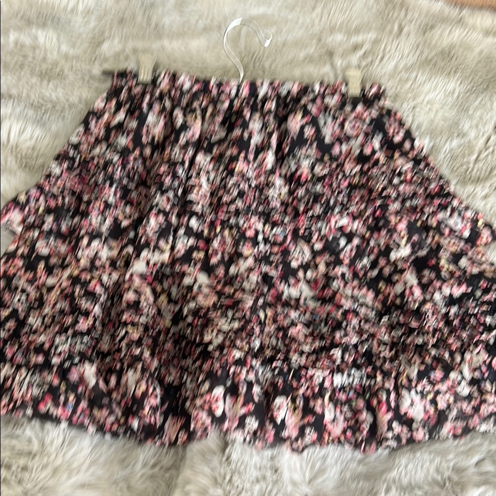 All Saints Floral Mini Skirt in Black and Pink